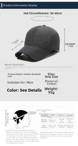 Size chart showing baseball cap dimensions and head circumference measuring instructions