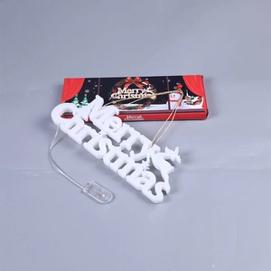 Illuminated Merry Christmas LED hanging sign with letter lights and decorative packaging