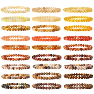 Natural Stone Beaded Bracelets Handmade Elastic Small Round Beads Healing Yoga Jewelry For Women Men