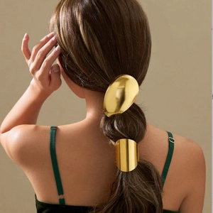 Hair Ties Minimalist Metal Oval Geometric High Elasticity Ponytail Holder Elegant Hair Accessories Women