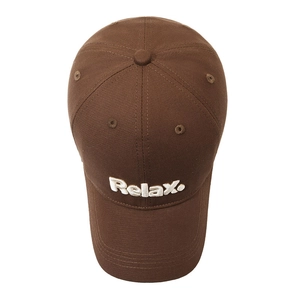 Brown baseball cap with Relax 3D embroidery, classic cotton twill curved brim hat