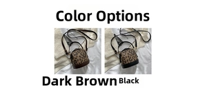 Leopard print cylindrical bucket bags in dark brown and black with top handles