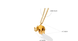 Detailed size chart for layered elephant necklace in 18k gold-plated titanium steel