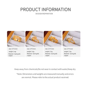 Detailed size and weight parameters for vintage 24K gold plated flower open rings