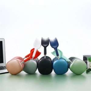 Collection of five colorful protective covers for P9 headphones in pink, silver, black, blue, and green