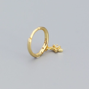 Minimalist s925 sterling silver gold star hoop earrings with clear zircon stones