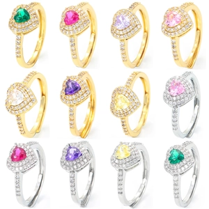 Vintage Herzform Kupfer Ring Mit Funkelndem Zirkonia Pave Galvanisiert Gold Silber Offener Verstellbarer Ring Für Damen Schmuck