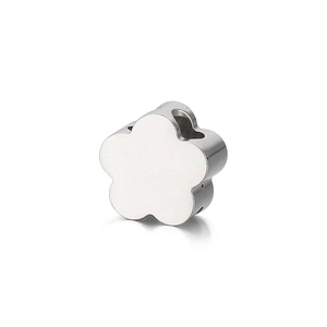 Polished silver stainless steel flower spacer bead for DIY jewelry making and bracelet charms