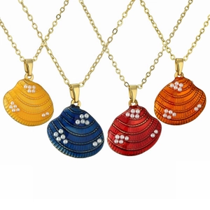 Collar Con Colgante De Concha Esmalte Cobre Chapado En Oro Con Perla Artificial Estilo Playa Océano Joyería Para Mujeres