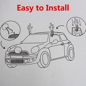 Christmas reindeer antlers and red nose decoration kit for car windows and front grille