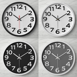 Wall Clock Modern Minimalist Silent Quartz Movement 3D Arabic Numerals Plastic Frame Glass Mirror Home Office Decor
