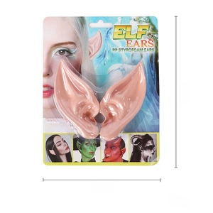 Details der Elfenohren aus Latex in Verpackung mit Maßen 17x22cm und 43g Gewicht