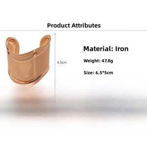 Detailed dimensions of the gold wide textured metal cuff bracelet with 6.5cm height