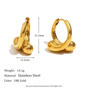 Boucles d'oreilles créoles tête de serpent en acier inoxydable plaqué or 18K