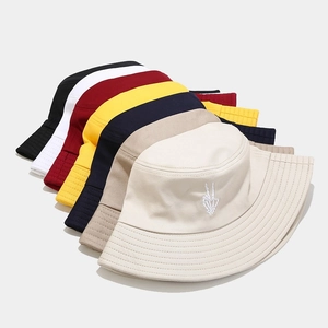 Fisherman bucket hat with skull hand embroidery in seven assorted trendy colors