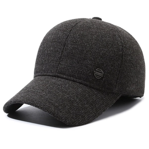 Deep grey winter wool baseball cap for men featuring a warm lining and sport metal logo