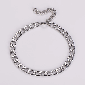 Tobillera de cadena cubana de 8mm en acero inoxidable plateado con cierre de langosta