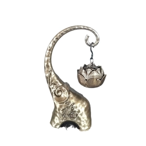 Bronze elephant hanging lotus incense burner with fortune character for home decor