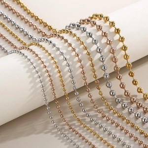 Minimalist Stainless Steel Ball Chain Necklace For Women Men Gold Silver Rose Gold Geometric Round Bead Jewelry
