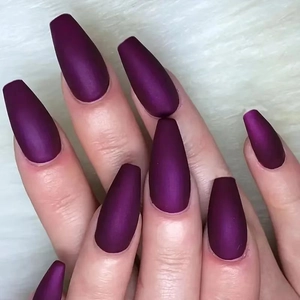 Unghie Finte A Pressione Viola Opaco Lunghe Coffin Ballerina Manicure Completa Con Colla Gelatina E Lima Per Unghie