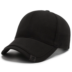 Classic black cotton baseball cap for men with high-quality embroidery and structured brim