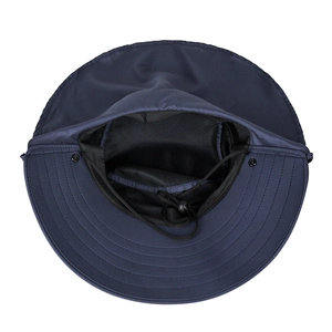 Cappello da sole blu scuro a tesa larga con protezione per il collo e fodera in rete