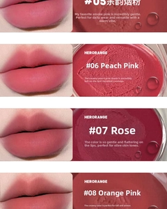 Matte lip and cheek mud swatches in pink and rose shades showing smooth texture