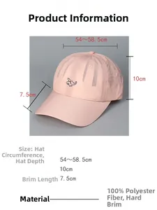 Pink baseball cap size details featuring elephant embroidery and size specifications