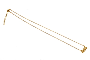 Macro shot of 444 gold angel number pendant with polished finish and lobster clasp detail