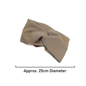 Breathable solid beige sports headband with stylish center twist knot for outdoor fitness
