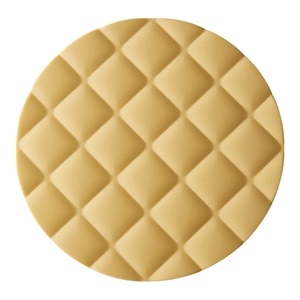 Beige round silicone placemat with diamond lattice pattern for heat resistance