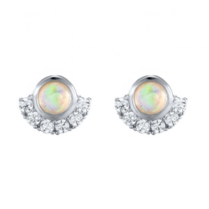 Boucles d'oreilles élégantes en argent S925 avec opale et accents de zircone cubique