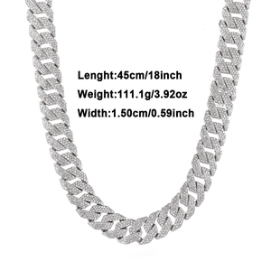 Silver Cuban link necklace 1.5cm width with detailed weight and length specifications