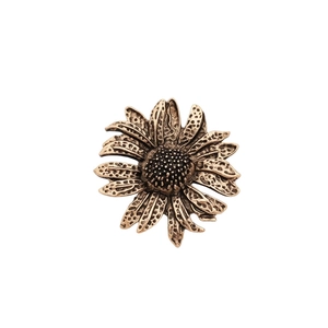 Vintage sunflower brooch in antique bronze finish with textured petals for women suits