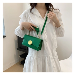 Détail d'un sac à main plissé vert avec fermoir doré artistique et texture cuir
