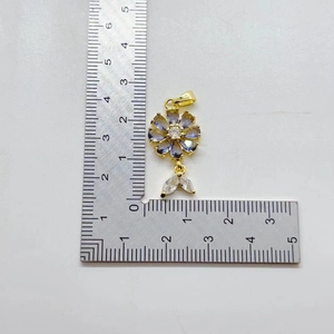 Sparkly purple and white zircon flower pendant in gold finish for elegant jewelry DIY