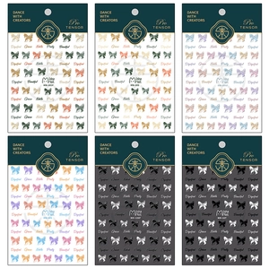 5D stereoscopische strik nagelstickers in 6 kleuren met artistieke typografie