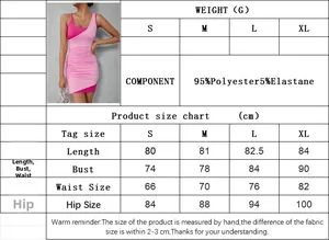 Tabla de tallas S-XL para el minivestido de seda de leche sin mangas con cintura alta
