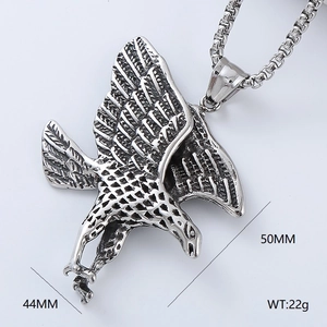 Detailed view of silver eagle pendant with dimensions 50mm by 44mm and weight of 22g