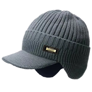 Winter Warm Knitted Baseball Cap With Ear Flaps Double Layer Thick Acrylic Knit Hat Neck Gaiter For Men Women Outdoor Skiing