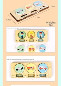 Wooden busy board puzzle featuring emergency vehicles and matching profession characters