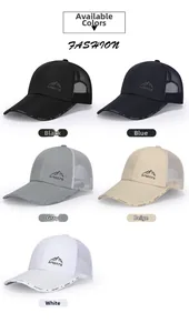 Mesh baseball cap selection in black, blue, grey, beige and white with sports logo