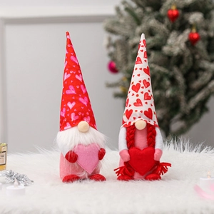 Valentine's Day Heart Gnome Plush Doll Rudolf Faceless Ornament Desktop Decor Fabric Soft Gift Pink Red