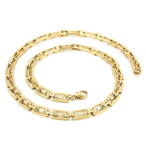 Polierte goldene Gliederkette aus 304 Edelstahl mit rechteckigen Elementen und Karabiner