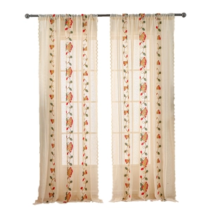 Christmas lace curtains with bell embroidery and scalloped edges for festive home decor