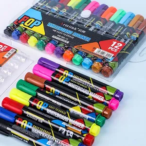 Dry Erase Whiteboard Markers Erasable Assorted Colors Plastic Fiber Tip For Office School Teaching Refillable
