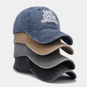 Baseball Cap Washed Cotton Vintage Slogan Shit Show Supervisor Adjustable Sun Protection Unisex Casual Sport Hat