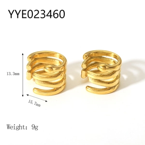 Detailed view of 18K gold plated snake ear cuff showing 13.3mm height and 15.7mm width