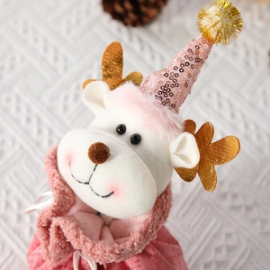 Sacchetto regalo di Natale renna rosa in peluche con paillettes e corna dorate