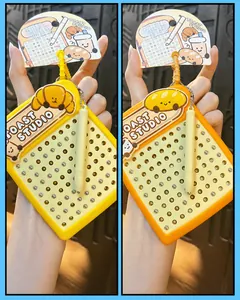 Square magnetic bead drawing board keychain toy featuring a cute baking toast theme design
